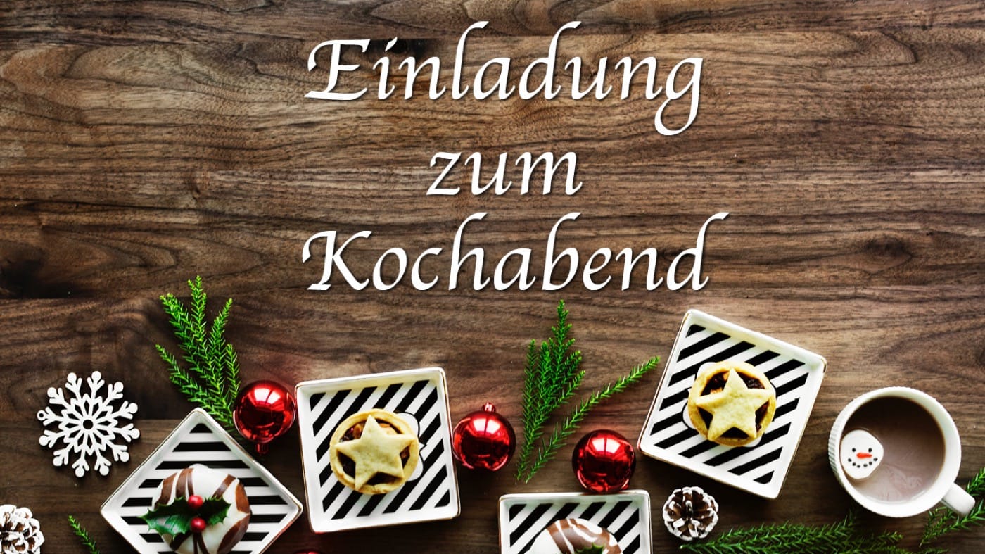 Stillleben mit Weihnachtsdeko, darüber steht 